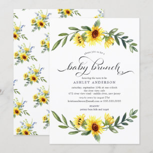 Vrolijke gele zonnebloem Baby brunch Kaart