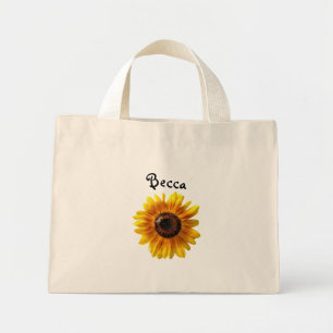 Vrolijke Gele Zonnebloem met Bij Gepersonaliseerd Mini Tote Bag