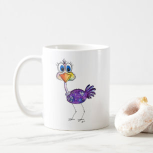 Vrolijke Gelukkige Paarse Struisvogel Koffiemok