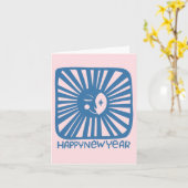 Vrolijke Gloed Maan GELUKKIG NIEUWJAAR Pas het aan Kaart (Gele Bloem)