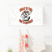 Vrolijke golfbal mascotte spandoek (Insitu)