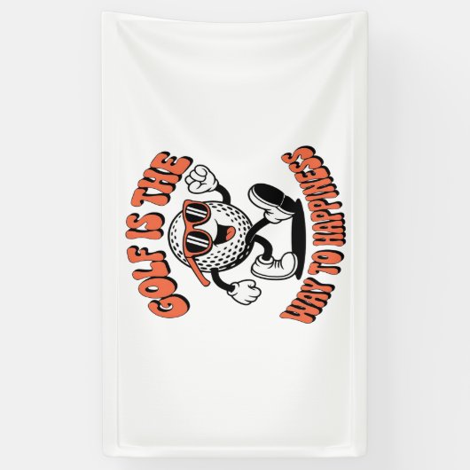 Vrolijke golfbal mascotte spandoek (Verticaal)