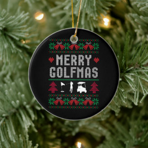 Vrolijke Golfmas Golf Golfen Golfer Lelijke Kerst Keramisch Ornament