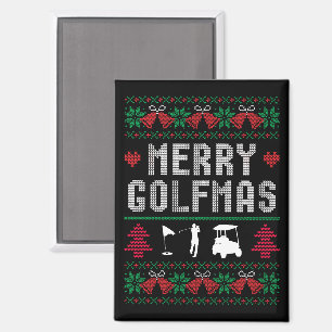 Vrolijke Golfmas Golf Golfen Golfer Lelijke Kerst Magneet