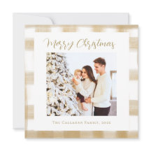 Vrolijke Gouden Gingham Plaid Familie Kerst Foto