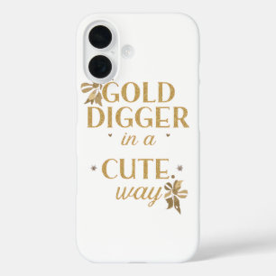 Vrolijke Gouden Typografie met Bloemrijke Strikken iPhone 16 Hoesje
