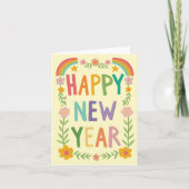 Vrolijke grillige HAPPY NEW YEAR Handlettering Kaart (Voorkant)