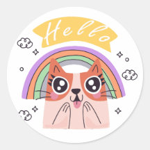 Vrolijke Groet Funny Cat Sticker