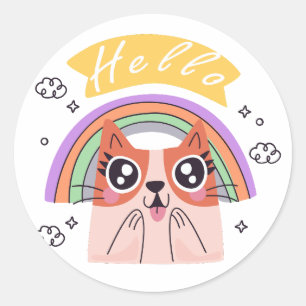Vrolijke Groet Funny Cat Sticker