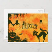 vrolijke hallowenkat briefkaart (Voorkant / Achterkant)