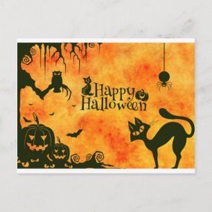 vrolijke hallowenkat briefkaart