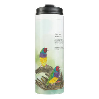 Vrolijke handgeschilderde Gouldia Finch vogels Thermosbeker