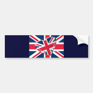 Vrolijke Hart Union Jack Vlag Kunst Bumpersticker
