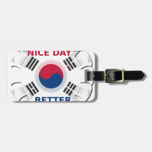 Vrolijke "Have a Nice Day" Koreaanse vlag Art Desi Bagagelabel