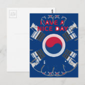 Vrolijke "Have a Nice Day" Koreaanse vlag Art Desi Briefkaart (Voorkant / Achterkant)