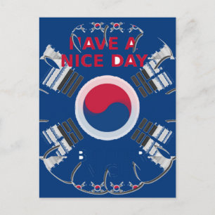 Vrolijke "Have a Nice Day" Koreaanse vlag Art Desi Briefkaart