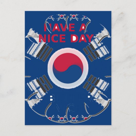 Vrolijke "Have a Nice Day" Koreaanse vlag Art Desi Briefkaart (Voorkant)