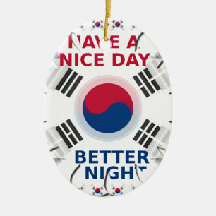 Vrolijke "Have a Nice Day" Koreaanse vlag Art ontw Keramisch Ornament