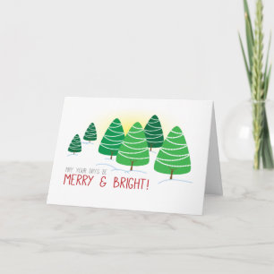 Vrolijke & Heldere Bomen met Witte Kerstmis van Feestdagen Kaart