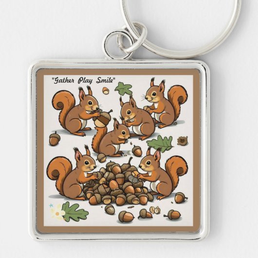 "Vrolijke herfst eekhoorn scene" Sleutelhanger (Voorkant)