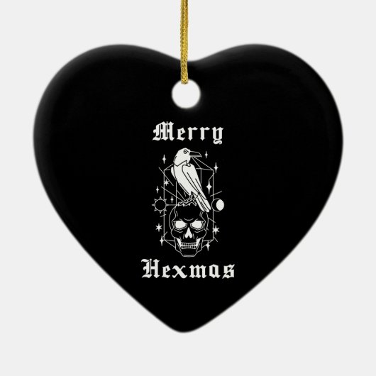 Vrolijke Hexmas Heksenschedel Spooky Witchcraft Keramisch Ornament (Achterkant)