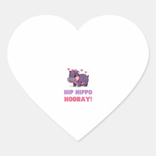 Vrolijke HIP HIPPO HOORAY MOO DENG Hippo Theme Zoo Hart Sticker