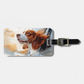 Vrolijke hond in de Wind Art Print Bagagelabel (Voorkant horizontaal)