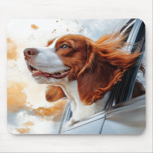 Vrolijke hond in de Wind Art Print Muismat