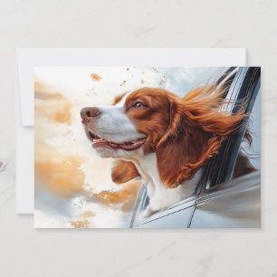 Vrolijke Hond in de Wind Kunstprint Kaart