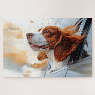Vrolijke Hond in de Wind Kunstprint Legpuzzel