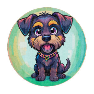 Vrolijke Hond Kleurrijke Cartoon Illustratie Snijplank