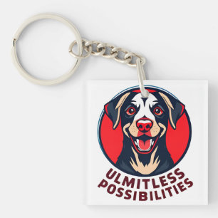 Vrolijke Hond met Opbeurende Inspirerende Tekst Sleutelhanger