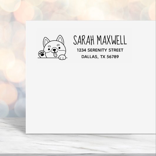 Vrolijke Hond Shiba Inu Huisdier Adres Zelfinktende Stempel