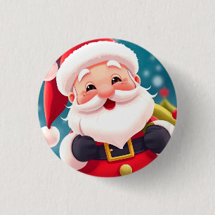 Vrolijke illustratie van Kerstman viert feest Ronde Button 3,2 Cm
