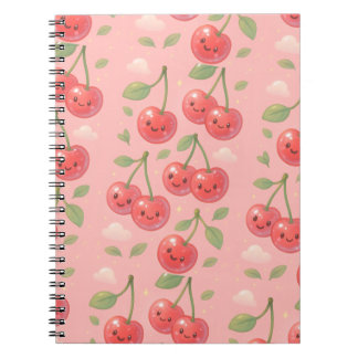 Vrolijke Kawaii Cherry Patroon Illustratie Notitieboek