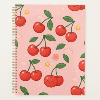Vrolijke Kawaii Cherry Patroon Illustratie Planner