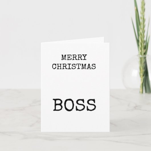 Vrolijke kerst baas, eenvoudig, alleen tekst, Kaar Kaart (Voorkant)