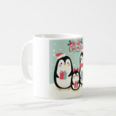 Vrolijke kerst besneeuwde pinguïns koffiemok (Voorkant links)