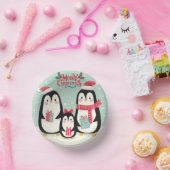 Vrolijke kerst besneeuwde pinguïns papieren kommen (Feest)