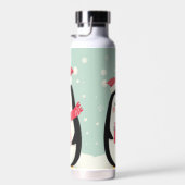 Vrolijke kerst besneeuwde pinguïns waterfles (Rechts)