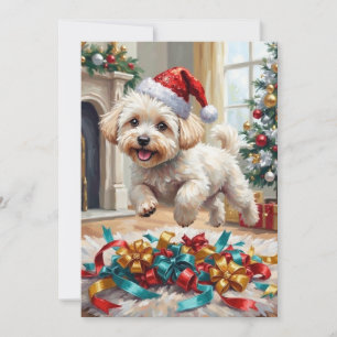 Vrolijke Kerst Bichon Frise Hond Feestdagenkaart