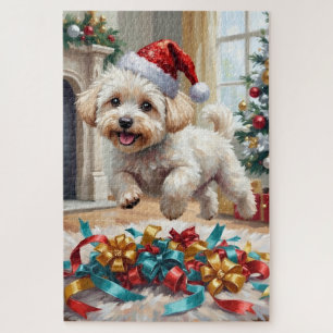 Vrolijke Kerst Bichon Frise Hond Legpuzzel