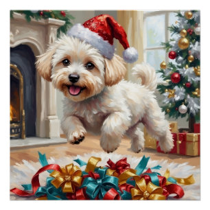 Vrolijke Kerst Bichon Frise Hond Perfect Poster