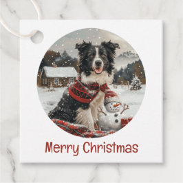 Vrolijke Kerst Border Collie Dog Snowman Bedankjes Labels