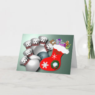Vrolijke kerst bowling groeten feestdagen kaart