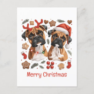 Vrolijke kerst Boxer Honden Briefkaart
