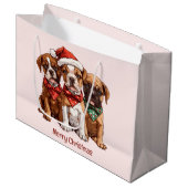 Vrolijke kerst Boxer Honden Groot Cadeauzakje (Voorkant Gekanteld)