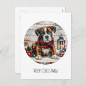 Vrolijke kerst Boxer Puppy Feestdagenkaart (Voorkant / Achterkant)