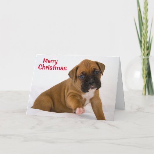 Vrolijke kerst Boxer Puppy Kaart (Voorkant)