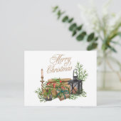 Vrolijke Kerst Cadeaus, Decor en kaarsen Feestdagenkaart (Staand voorkant)